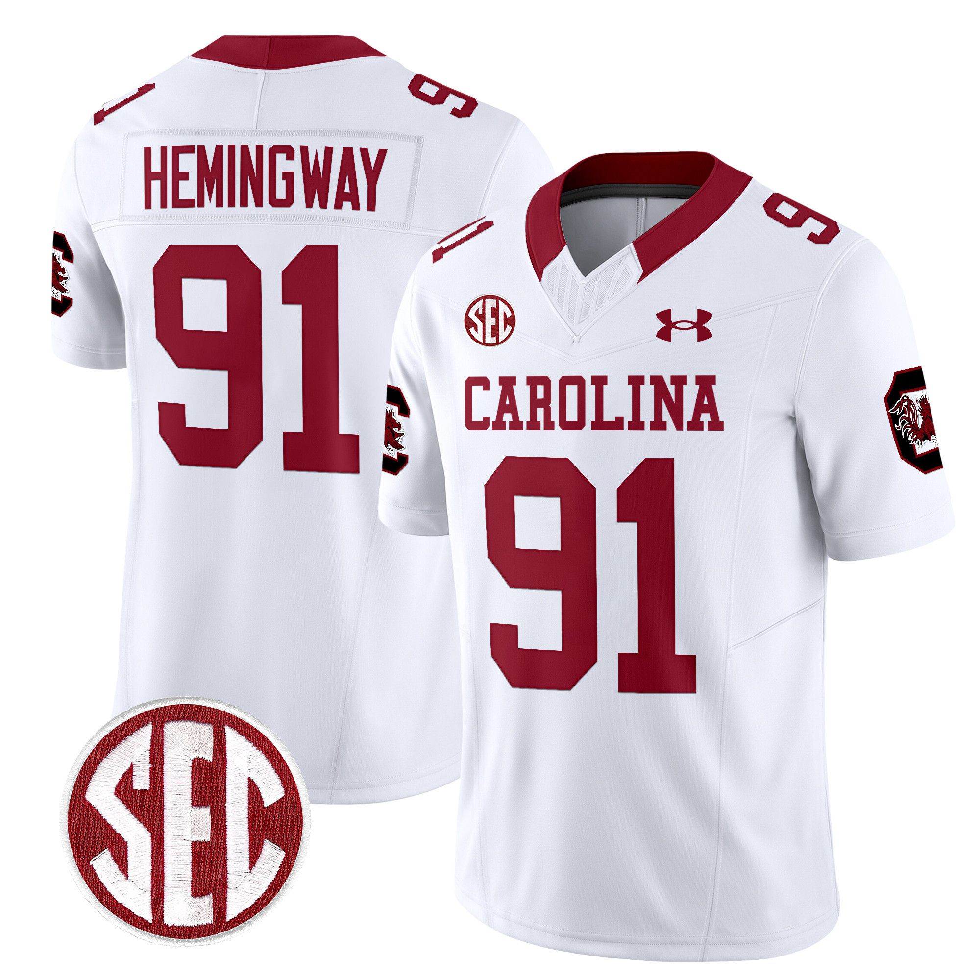 Men South Carolina Gamecocks #91 Hemingway White 1980 Throwback Vapor Limited 2024 NCAA Jersey->customized nfl jersey->Custom Jersey